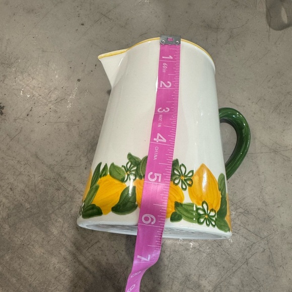 Floral Ceramic Pitcher with Green Handle - Picture 5 of 10